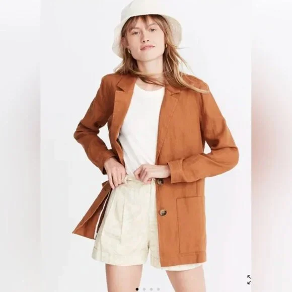 Madewell Linen Dorset Blazer in Warm Hickory - Picture 4 of 6